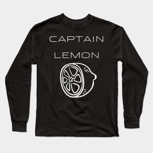 Captain Lemon Typography White Design Long Sleeve T-Shirt